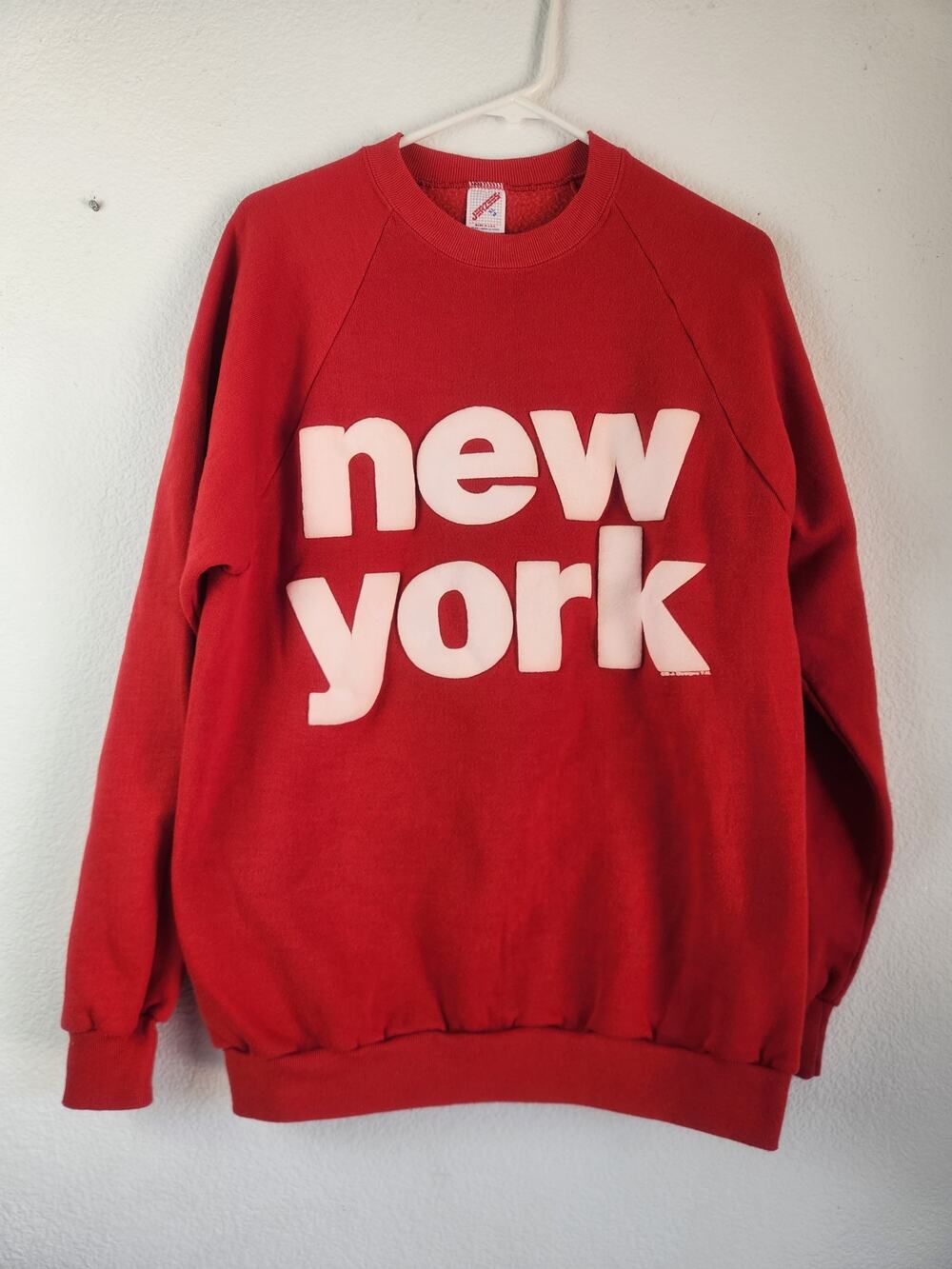 Vintage Red New York Sweatshirt by Jerzees Unisex Size XL Made in USA